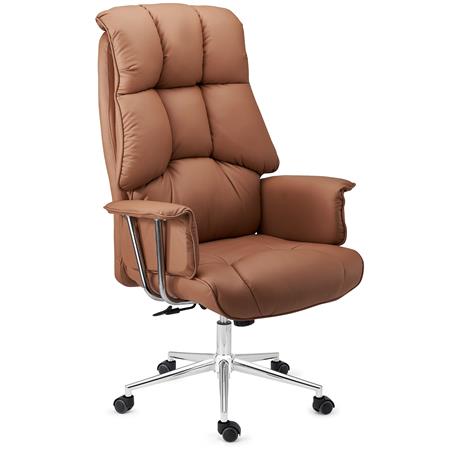 Chefsessel PRESIDENT, maximaler Komfort, doppelt gepolstert, sehr elegant, Kunstleder, Farbe Hellbraun