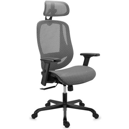 DEMO# Ergonomischer Bürostuhl NOVA, Sehr komfortabel und regulierbar; Beste Qualität und Design, Netzstoff, Farbe Grau