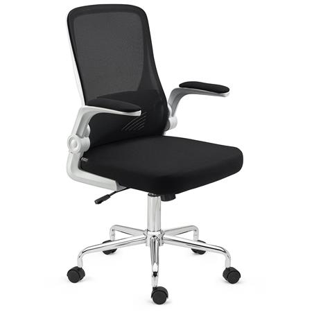DEMO# Ergonomischer Bürostuhl FOLD, klappbare Rückenlehne und Armlehnen, atmungsaktiver Netzstoff, Farbe Schwarz/ Weiß