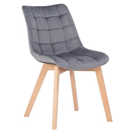 Besucherstuhl LODRI, bequem gepolstert, Stuhlbeine aus Holz, stilvoller Samtbezug, Farbe Grau