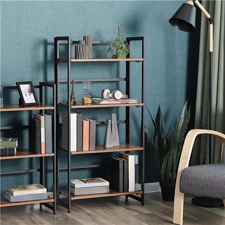 Büroregal OCEAN, Abmessungen 30x60x125,5cm, industrieller Stil, Metall und Holz, Farbe Rustik