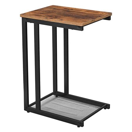 Beistelltisch ALFA, tragbar, Gitterregal, Maße 48 x 35 x 65 cm, aus Metall und Buchenholz