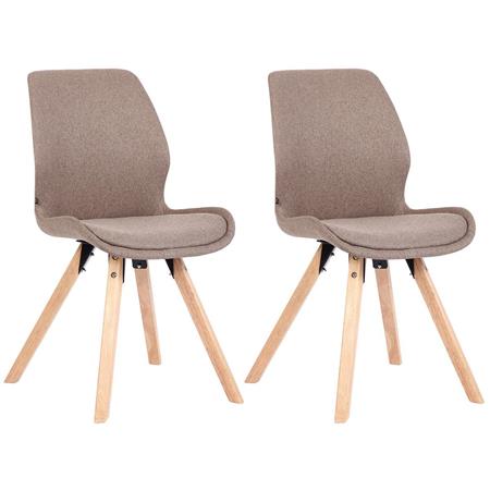 2er Set Besucherstuhl KALI STOFF, Stuhlbeine aus Buchenholz, bequem gepolsterte Sitzschale, Stoffbezug, Farbe Taupe