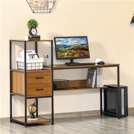Computertisch ALHAMBRA Büro-Schreibtisch, 140x50x110cm, aus Holz und Metall, Farbe Walnuss / Schwarz
