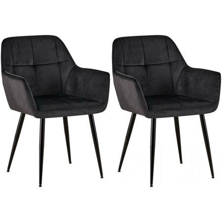 Im 2er-Set: Besucherstuhl AMISA, schwarzes Metallgestell, Samtbezug, Farbe Schwarz