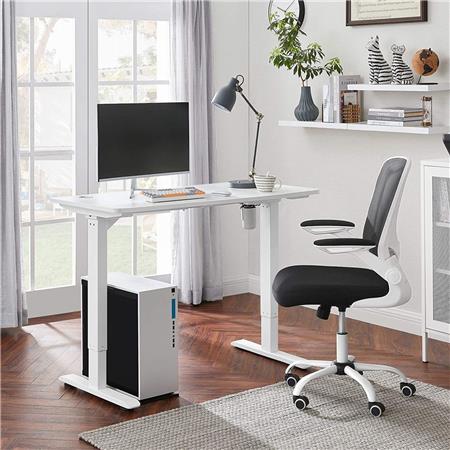Schreibtisch MONFORTE, 70x140x73-114 cm, elektrisch höhenverstellbar, Metallgestell, MDF-Tischplatte, Farbe Weiß