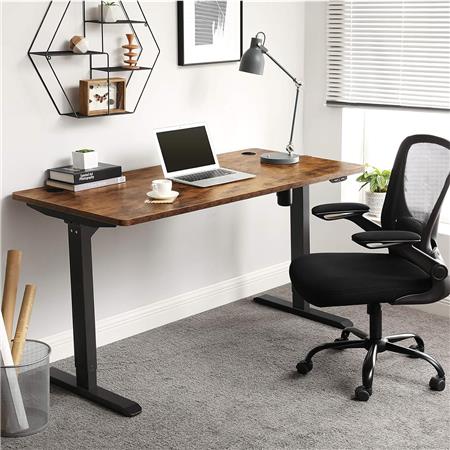 Schreibtisch MONFORTE, 70x140x73-114 cm, elektrisch höhenverstellbar, Metallgestell, MDF-Tischplatte, Farbe Rustik