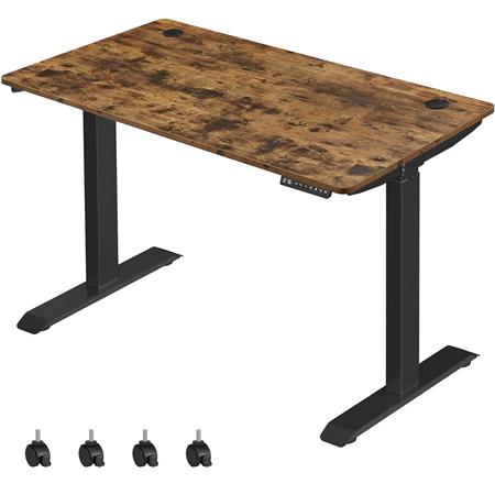 Computertisch MAKALU, 70 x 140 x (71-117) cm, höhenverstellbar, modern und praktisch, Walnuss und Schwarz