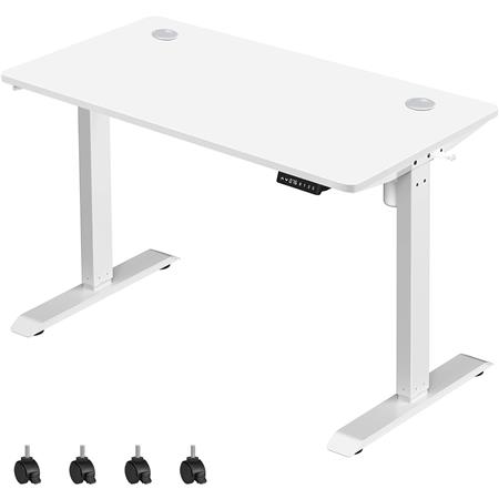 Schreibtisch ANETO, 140x 70x (73,5-119) cm , modern und vielseitig, Metallgestell, höhenverstellbar, Weiß
