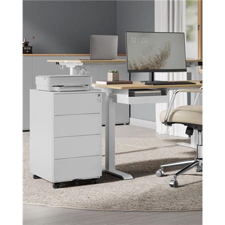 Büroschrank ABBY, 40x54x55 cm, Schreibtischcontainer, 4 Schubladen, abschließbar, Farbe Weiß