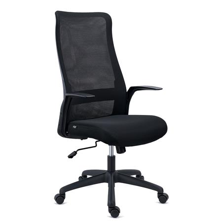 Ergonomischer Bürostuhl SIERRA, atmungsaktive Netzstoffrückenlehne, Lordosenlstütze, praktisch und bequem, Schwarz