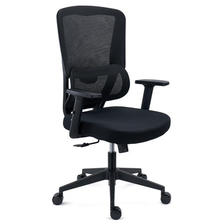 Ergonomischer Bürostuhl SUPRA, Lordosenstütze, Netzstoff-Rückenlehne, Farbe Schwarz