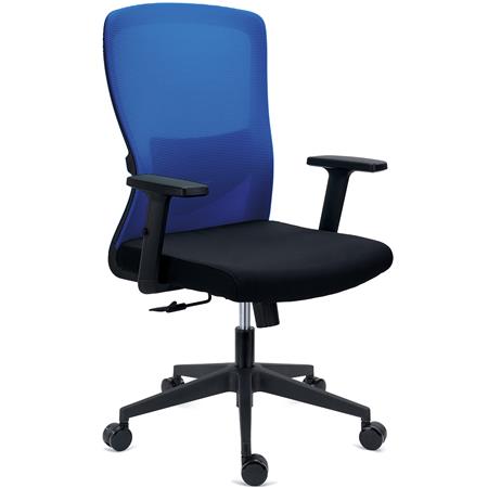 Ergonomischer Bürostuhl NOTE, verstellbare Lordosenstütze, 8h Nutzung, Netzstoff und Stoff, Blau