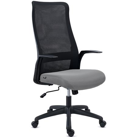 Ergonomischer Bürostuhl SIERRA, atmungsaktive Netzstoffrückenlehne, Lordosenlstütze, praktisch und bequem, Grau