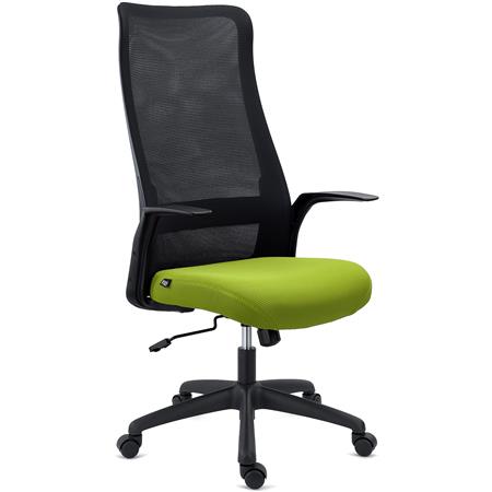 Ergonomischer Bürostuhl SIERRA, atmungsaktive Netzstoffrückenlehne, Lordosenlstütze, praktisch und bequem, Grün 