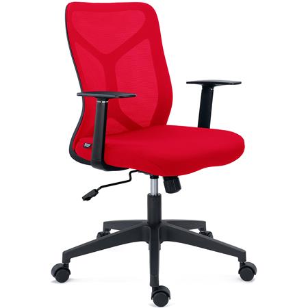 Ergonomischer Bürostuhl GINGER, Wippmechanik, robust und vielseitig, mit Stoff und Netzstoff, Farbe Rot