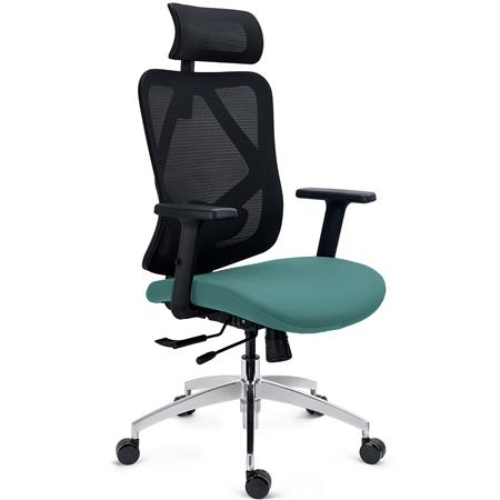 Ergonomischer Bürostuhl LONDON, 3D-Lordosenstütze, tiefenverstellbarer Sitz, 3D-Armlehnen, Farbe Grün