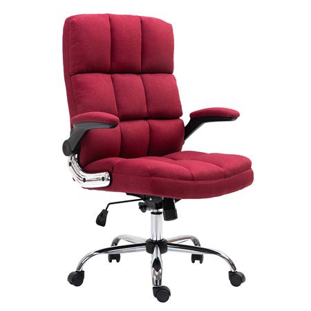 Chefsessel ALEXANDER STOFF, dick gepolstert, Steppnähte, klappbare Armlehnen, Stoffbezug, Farbe Rot