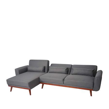 Sofa LOUNGER, Ecksofa, 3-Sitzer mit Liegefläche Stoff, Farbe Anthrazit