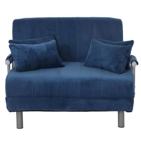 Schlafsofa LESLY, 2-Sitzer, dick gepolstert, Cord-Stoff, Farbe Blau