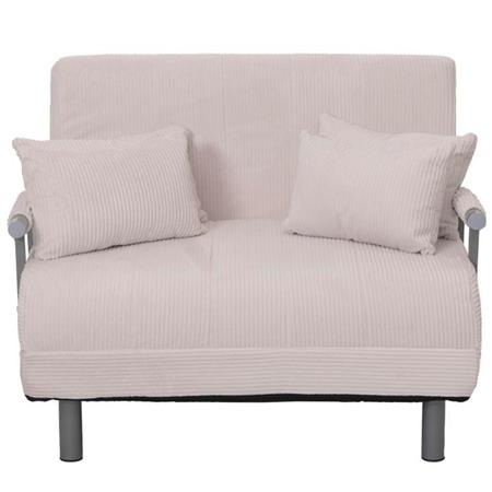 Schlafsofa LESLY, 2-Sitzer, dick gepolstert, Cord-Stoff, Farbe Creme