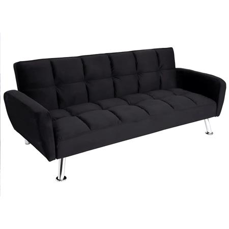 Bürosofa ERMES, 3-Sitzer, Sofabett, verstellbare Rückenlehne, Samt, Schwarz