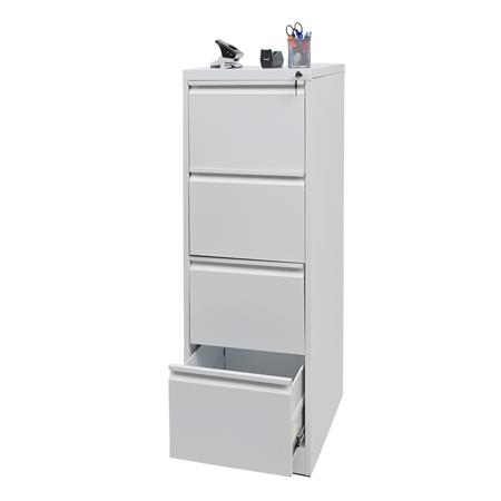 Aktenschrank GIBBY, Hängeregister, 62x46x134cm, abschließbar, Stahlschrank, Farbe Weiß