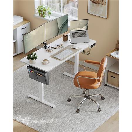 Schreibtisch COHEN, 140x60cm, höhenverstellbar, mit Zubehör, Metall und Holz, Farbe Weiß