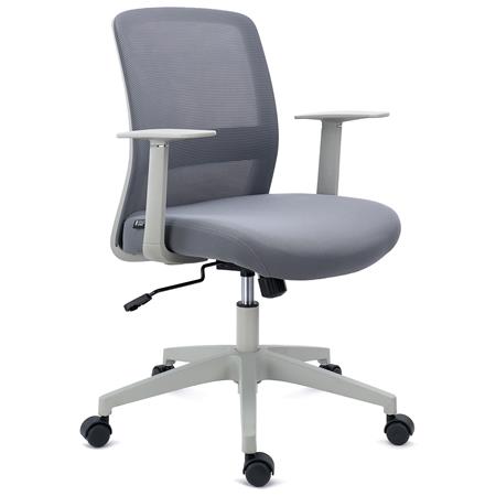 DEMO# Ergonomischer Bürostuhl YOSEMITE, Wippmechanik, Lordosenstütze, Stoff und Netzstoff, Farbe Grau