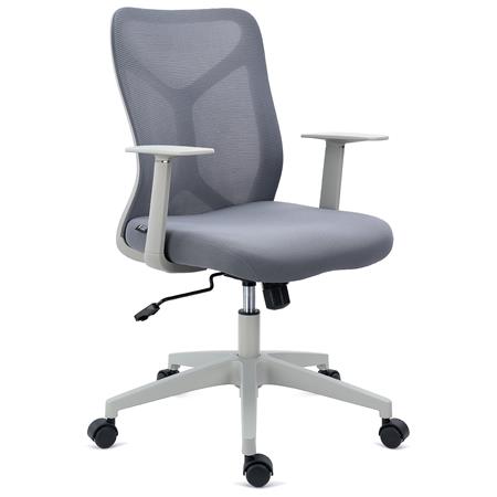DEMO# Ergonomischer Bürostuhl GINGER, Wippmechanik, robust und vielseitig, mit Stoff und Netzstoff, Farbe Grau