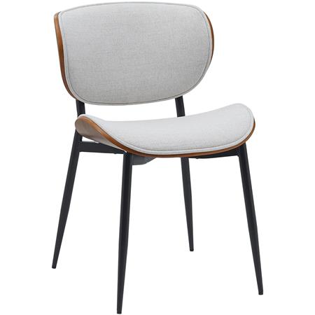 2er Set Besucherstuhl BRONSON, Holzgestell, Stoffpolsterung, Farbe walnuss/creme