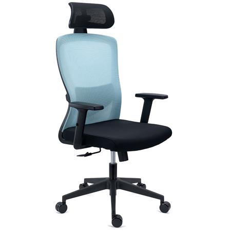DEMO# Ergonomischer Bürostuhl NOTE PRO, 8h Nutzung, verstellbare Lordosenstütze, Kopfstütze,  Netzstoff und Stoff, Grün