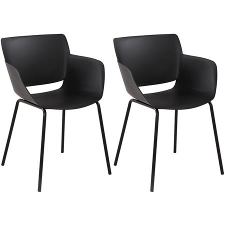 Im 2er Set: Besucherstuhl RIKO, modernes Design, bequem und elegant, Kunststoff, Schwarz