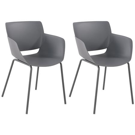 Im 2er Set: Besucherstuhl RIKO, modernes Design, bequem und elegant, Kunststoff, Grau