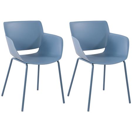 Im 2er Set: Besucherstuhl RIKO, modernes Design, bequem und elegant, Kunststoff, Blau