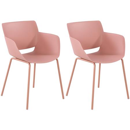 Im 2er Set: Besucherstuhl RIKO, modernes Design, bequem und elegant, Kunststoff, Rosa