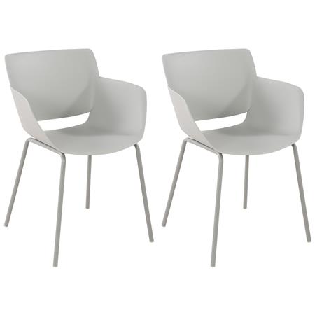 Im 2er Set: Besucherstuhl RIKO, modernes Design, bequem und elegant, Kunststoff, Hellgrau