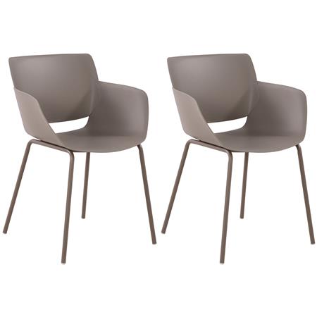 Im 2er Set: Besucherstuhl RIKO, modernes Design, bequem und elegant, Kunststoff, Taupe