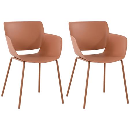 Im 2er Set: Besucherstuhl RIKO, modernes Design, bequem und elegant, Kunststoff, Hellbraun