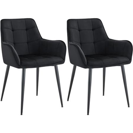 2er Set Besucherstuhl RUFUS, elegantes Design, bequem gepolstert, Samt, Farbe Schwarz