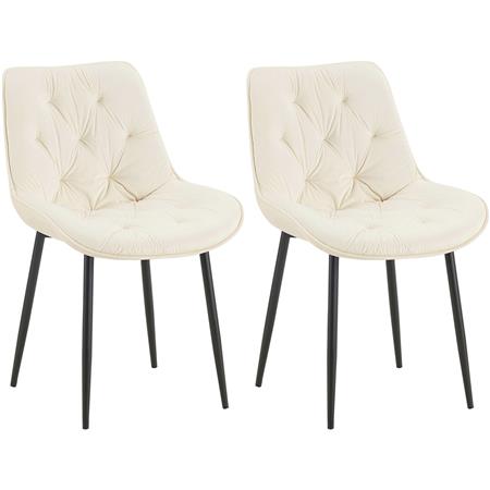 Im 2er Set: Besucherstuhl GRACE, schwarzes Metallgestell, elegantes Design in Samt, Farbe Creme