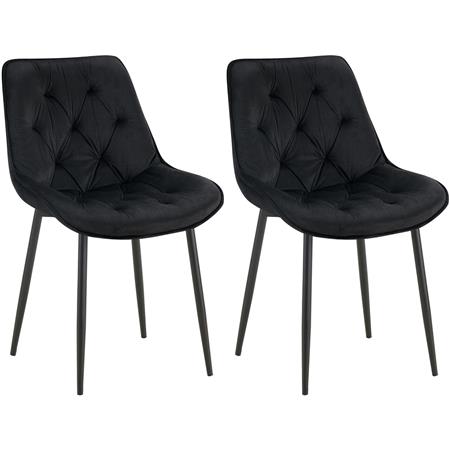 Im 2er Set: Besucherstuhl GRACE, schwarzes Metallgestell, elegantes Design in Samt, Farbe Schwarz
