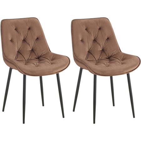Im 2er Set: Besucherstuhl GRACE, schwarzes Metallgestell, elegantes Design in Samt, Farbe Braun