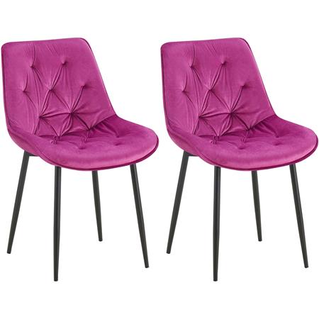 Im 2er Set: Besucherstuhl GRACE, schwarzes Metallgestell, elegantes Design in Samt, Farbe Lila