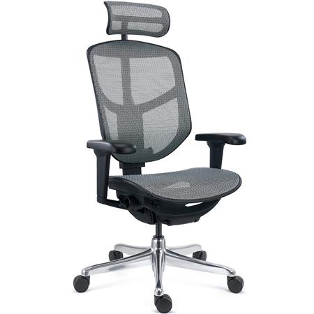 Ergonomischer Bürostuhl ENJOY, komplett einstellbar, professionelle Qualität, exklusives Design, Netzstoff, Farbe Grau