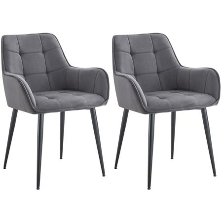2er Set Besucherstuhl RUFUS, elegantes Design, bequem gepolstert, Samt, Farbe Dunkelgrau