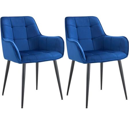 2er Set Besucherstuhl RUFUS, elegantes Design, bequem gepolstert, Samt, Farbe Blau
