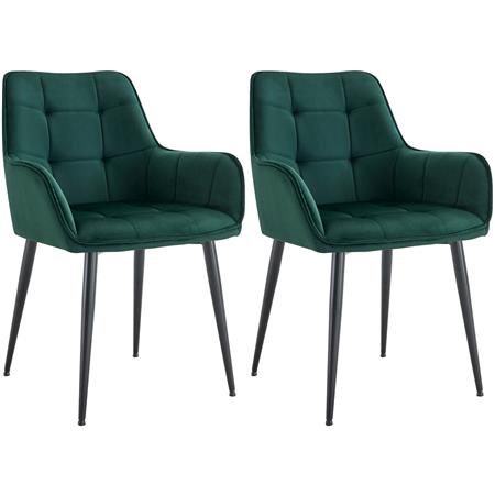 2er Set Besucherstuhl RUFUS, elegantes Design, bequem gepolstert, Samt, Farbe Grün