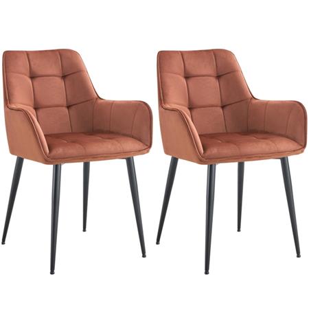 2er Set Besucherstuhl RUFUS, elegantes Design, bequem gepolstert, Samt, Farbe Braun 