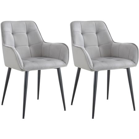 2er Set Besucherstuhl RUFUS, elegantes Design, bequem gepolstert, Samt, Farbe Grau 